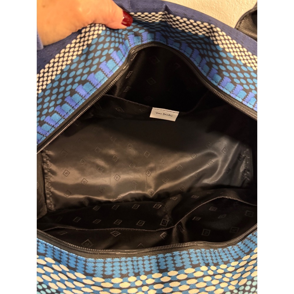 Vera Bradley Large Travel Bag Weekender Luggage Blue Pattern - Picture 11 of 13